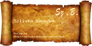 Szlivka Benedek névjegykártya